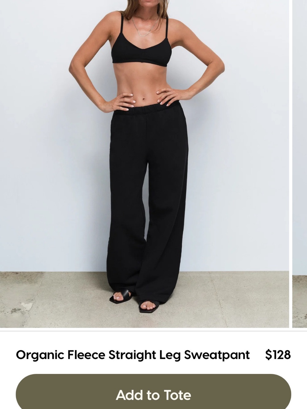 BNWT MATE the Label Black Organic Fleece Straight-Leg Sweatpant